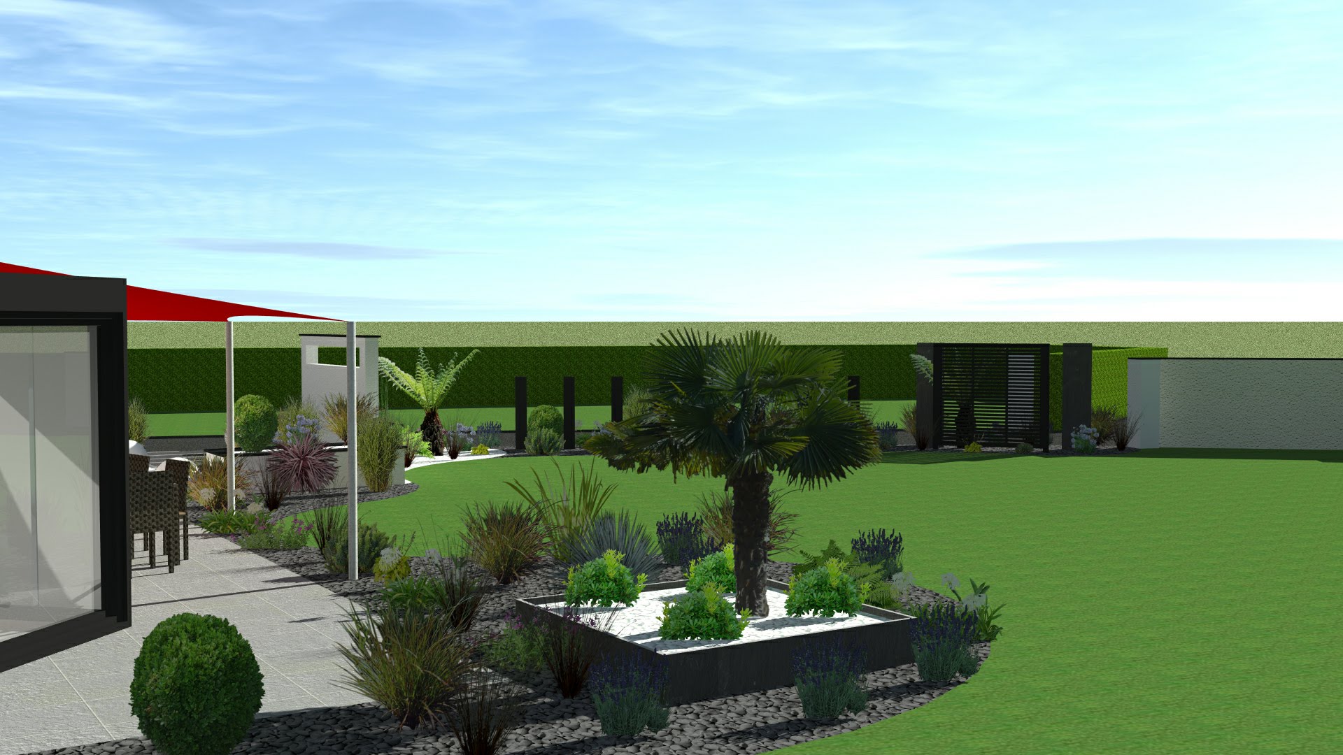 Aménagement jardin, aménagement terrasse, pose clôtures, création massif, paysagiste breton, paysagiste morbihan, bouix paysage