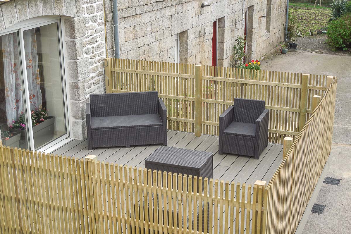 aménagement terrasse, terrasse en bois, bouix paysage, paysagiste breton, paysagiste morbihan